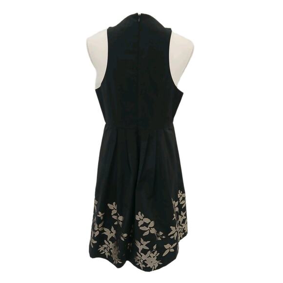 Tibi Black & Bronze Floral Print Cocktail/Party Dress V-Neckline US8 - Picture 2 of 8
